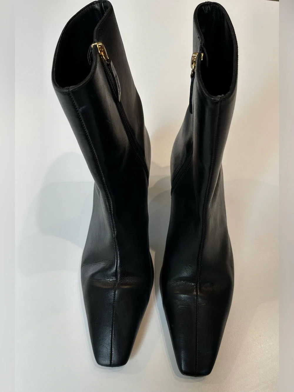 SCHUTZ Dellia Black Leather Square Toe Ankle Boots - Size 8